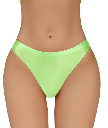 Damen Unsichtbare Unterhosen mit Niedriger Taille Weiche Seidige Dehnbare Cheeky Höschen Elastisch Nahtlose Basic Höschen Panties Grün L von Happy Cherry