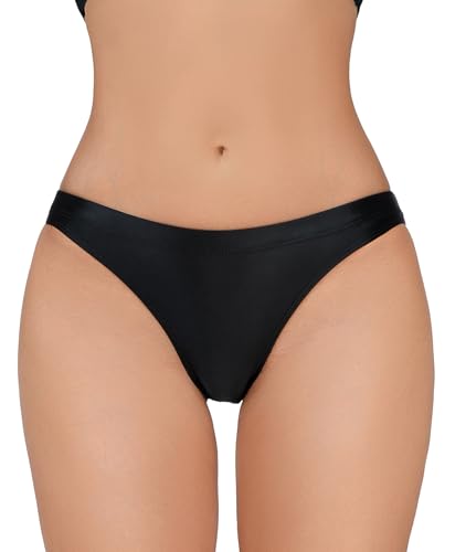 Damen Unsichtbare Unterhosen mit Niedriger Taille Weiche Seidige Dehnbare Cheeky Höschen Elastisch Nahtlose Basic Höschen Panties Schwarz L von Happy Cherry