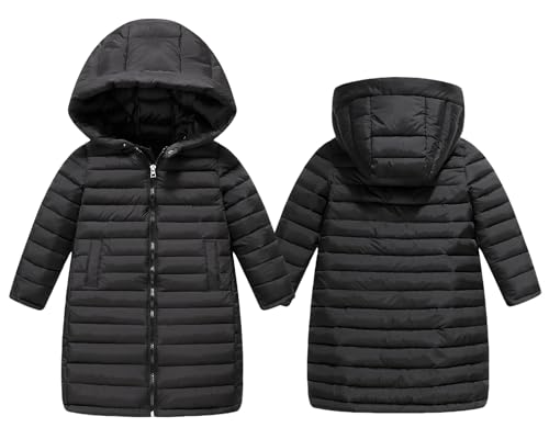 Happy Cherry Daunenjacke Mädchen Lange Winterjacke Herbst Jungen Jacke Reißverschluss Ultraleicht Outdoor Warme Winter Jacke mit Kapuze 11-12Jahre von Happy Cherry