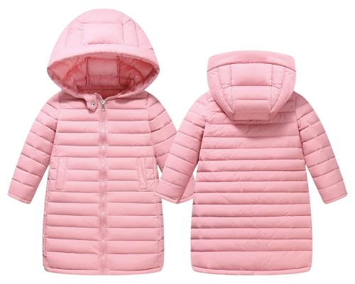 Happy Cherry Daunenjacke Mädchen Lange Winterjacke Herbst Jungen Jacke Reißverschluss Ultraleicht Outdoor Warme Winter Jacke mit Kapuze 4-5Jahre von Happy Cherry