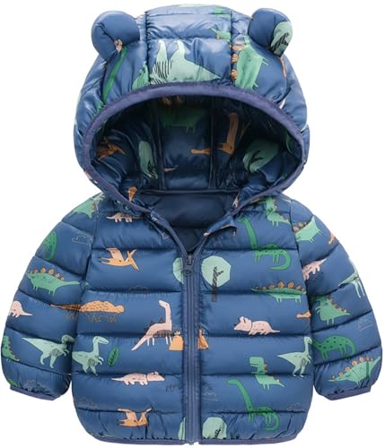 Happy Cherry Daunenjacke mit Kapuze Baby Winter Mäntel Jungen Mädchen Langarm Warm Niedlich Gepolsterte Winterjacke Kinder Leichte Steppjacke Blau 9-12 Monate von Happy Cherry
