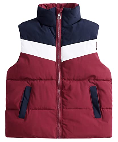 Happy Cherry Daunenweste Kinder Verdickte Winterweste Jungen Mädchen Ärmellose Jacke Winddicht Softshell Weste Herstller 110/ DE-Größe 98-104-Weinrot von Happy Cherry