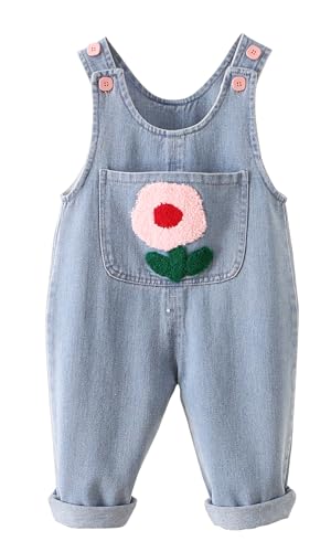 Happy Cherry Denim-Overall für Kleinkinder Unisex Baby Jeans Latzhose Ärmelloser Jumpsuit Lose Strampelhose für Sommer Herbst 100CM von Happy Cherry