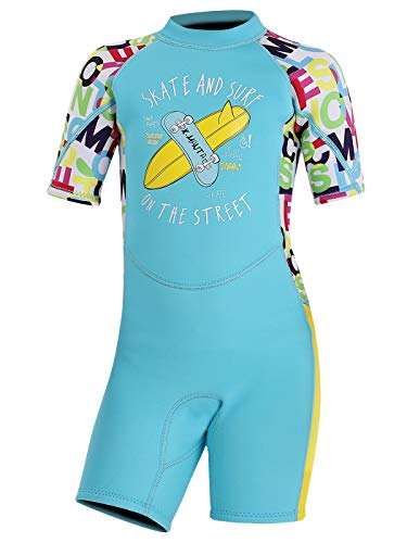 Happy Cherry - Einteiliger Taucheranzug Junge Mädchen für Surfen Tauchen Schwimme Neoprenanzug Kinder Kurz Sommer Anti-UV Badeanzüge Neopren 2,5 mm Elastische für Wasserpark Strand - 5-6 Jahre von Happy Cherry