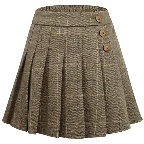 Happy Cherry Faltenrock Kariert Mädchen Miniröcke aus Tweed Kinder Plissee Skater Skorts Gefalteter Röcke Elastischer Bund Schuluniform Rock 140/125-135 von Happy Cherry