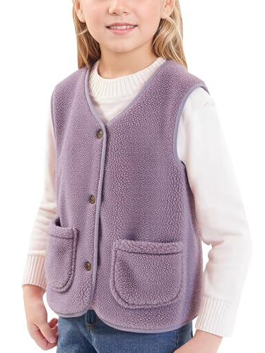 Happy Cherry - Fleeceweste Jungen Mädchen Kinder Winterweste Jacke Polar Ärmellose Fleece Kindermantel Warme Weste Kleinkind Eltern-Kind Outdoorweste für Frühling Herbst - 128-134 - Lila von Happy Cherry