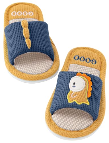 Flip-Flop-Hausschuhe für Kinder Offener Zehe Einfach Anzuziehende Schuhe Jungen Mädchen Weiche Cartoon-Dinosaurier Hause Rutschfeste Outdoor-Hausschuhe Dunkelgrau 32-33 von Happy Cherry