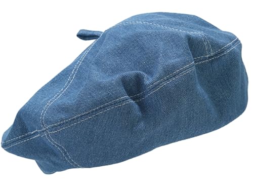 Happy Cherry Französischen Beret Damen Denim Baskenmütze Barett Mütze Klassishe Basken Mütze Mode Blau Künstler Kappe Hut von Happy Cherry