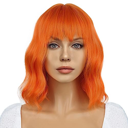 Happy Cherry Frauen Schulterlang Perücke Einstellbar Synthetische Farbe Bachelorette Party Perücke Mädchen Orange von Happy Cherry