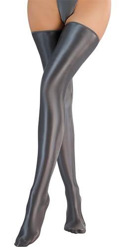 Happy Cherry Frauen Solid Halterlose StrüMpfe Sheer Silky Anti-Rutsch Glossy Oberschenkel Hohe StrüMpfe öLig GläNzende Lange Socken Karneval Clubwear Grau Happy Cherry Frauen Solid Halterlose StrüMpfe Sheer Silky Anti-Rutsch Glossy Oberschenkel Hohe StrüMpfe öLig GläNzende Lange Socken Karneval Clubwear Grau von Happy Cherry