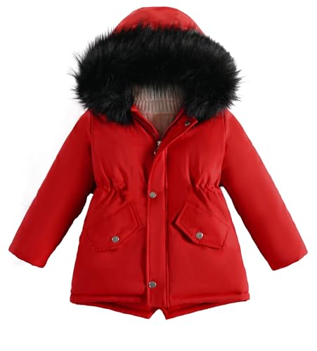 Happy Cherry Gefütterte Regenjacke Kinder mit Kapuze Steppjacke Winter Warm Wintermantel Verdickte Winterjacke Mädchen Größe 170/13-15 Jahre von Happy Cherry