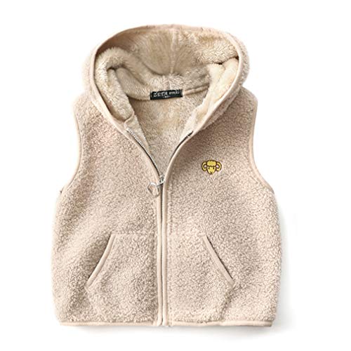 Happy Cherry Girls Fleece Weste Warme Winterjacke Reißverschluss Weste Skifahren gegen kaltes Wind Geschenk, Beige, 110/56 von Happy Cherry