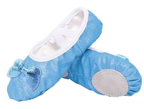 Happy Cherry Gymnastikschuhe Ballettschuhe Geteilte Ledersohle Ballettschläppchen Ballett Trainings Schläppchen für Kinder 29 von Happy Cherry