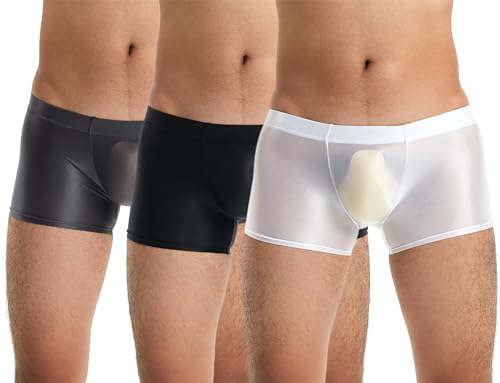 Happy Cherry Herren Glänzende Boxer Leichte Unterwäsche Boxer Shorts für Männer Glatte Lounge Entspannte Strecken Kurze Hose Nachtwäsche Weiß Schwarz Grau XL von Happy Cherry
