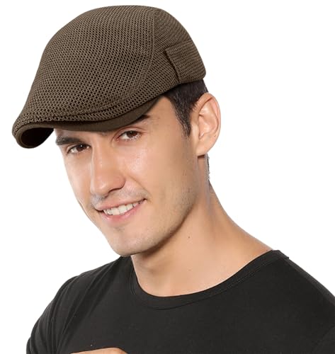 Happy Cherry Herren Schiebermütze Tweed Flache Mützen Barett Hut Baskenmütze Einstellbar Newsboy Cap Lässig Vintage Gatsby Irish Flatcap Jagd Cabbie Cap, 56-60CM von Happy Cherry