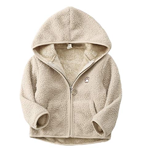 Happy Cherry Jacke Kinder Fleecejacke Jungen Winterjacke Wintermäntel Mädchen Full-Zip Polar Fleece Jacket-100cm-Beige von Happy Cherry