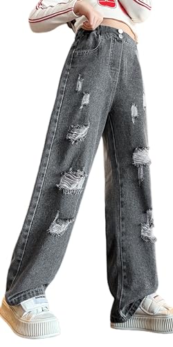 Happy Cherry Jeans Hosen Kinder Mädchen Jeans Vintage Hose mit Weitem Bein für Kinder 10-11Jahre von Happy Cherry