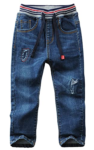 Happy Cherry Jeans für Kinder von 3 bis 14 Jahren mit elastischen Taschen im Bund, lange Hose Denim Stretch Jeans Frühling und Herbst 5-6 Jahre von Happy Cherry