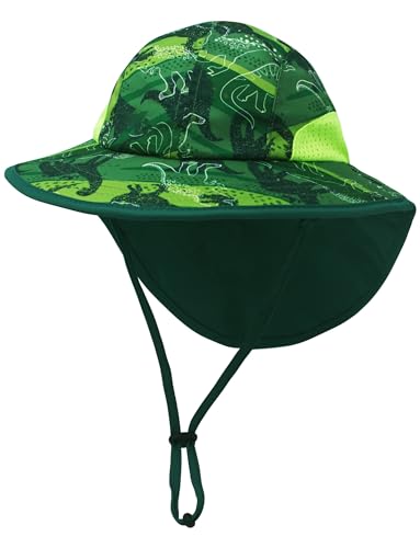 Happy Cherry - Junge Sonnenhut mit Nackenschutz Mädchen Baby Fischerhut UV-Schutz Sommer für Strand Urlaub Sommerhut Kleinkinder Sonnenschutz mit Breiter Krempe Kinder Bucket Hat - 4-10 Jahre - Grün von Happy Cherry
