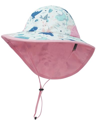 Happy Cherry - Junge Sonnenhut mit Nackenschutz Mädchen Baby Fischerhut UV-Schutz Sommer für Strand Urlaub Sommerhut Kleinkinder Sonnenschutz mit Breiter Krempe Kinder Bucket Hat - 4-10 Jahre - Rosa von Happy Cherry