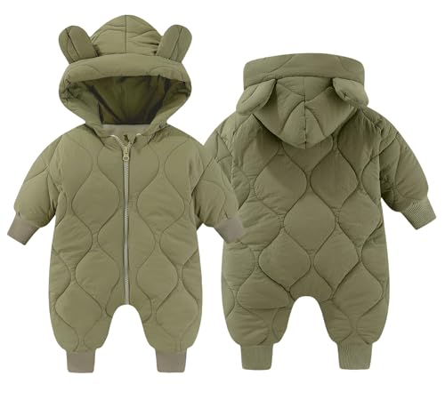 Happy Cherry - Junge Strampler Dicker Schneenanzüge Warme Mädchen Baby Overall Winter Spielanzug Lange Ärmel Jumpsuit Neugeborene Schneeanzug Kleinkind Wintermantel - 9-12 Monate - Grün von Happy Cherry