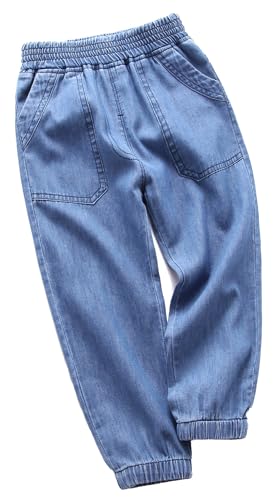Happy Cherry Jungen Denim Jeans Lange Gerade Cargo Hose Kinder Jeanshosen Straight Fit Sweethose Hersteller 110/DE Größe 104-110-Blau 1 von Happy Cherry
