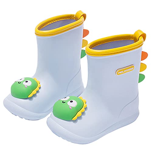 Happy Cherry- Jungen Mädchen Gummistiefel Regenstiefel für Kleinkinder Wasserdichte Rutschfeste Sohle Regenschuhe Säuglingsgummistiefel Gummistiefel mit Thermofutter Dinosaurier - Graue von Happy Cherry