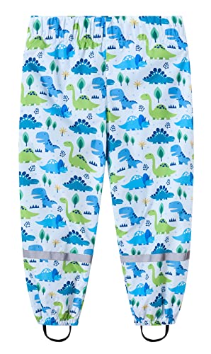 Happy Cherry- Jungen Mädchen Regenhose mit Reflektierender Streifen Outdoor Wanderhose Kinder Unisex wasserdichte Winddicht Buddelhose Atmungsaktiv Schnelltrocknend Cartoon-Druck Hosen von Happy Cherry