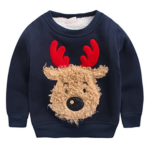 Happy Cherry Jungen Pullover Kids Warme Sweatshirt Streetwear Oberbekleidung, Jungen,für Körpergröße 90-130cm (Dunkelblau, Empfehlende Körpergröße: 100-110cm) von Happy Cherry