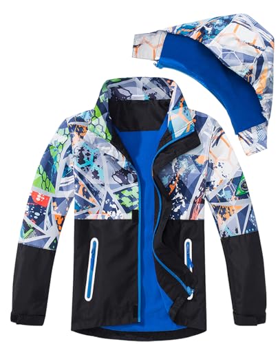 Happy Cherry Jungen Warm Fleecejacke Kinder Causal Ourdoor Winddicht Wasserdicht Sweatjacke Kapuzenmantel mit Zipper Winter Hooded Jackets 150 cm von Happy Cherry