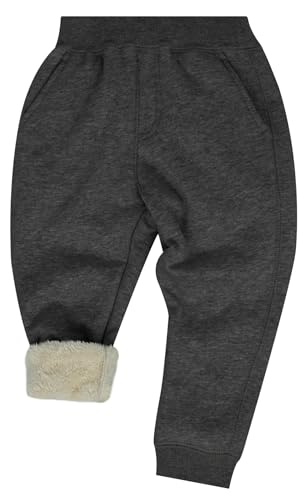 Happy Cherry Jungen Winterhose aus Fleece Futter Kinder Warm Hose Verdickte Sport Outdoorhose Größe 140/ DE Größe 140-146-Grau von Happy Cherry