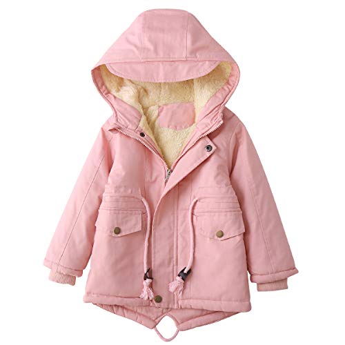 Happy Cherry Kapuze Jacke Mantel Herbst Wintermantel Outerwear Winter Daunenjacke Mädchen Übergangsjacke Kapuze Windjacke Kapuzenmantel Kapuzenjacke-100(Alter 3-4)-Rosa von Happy Cherry