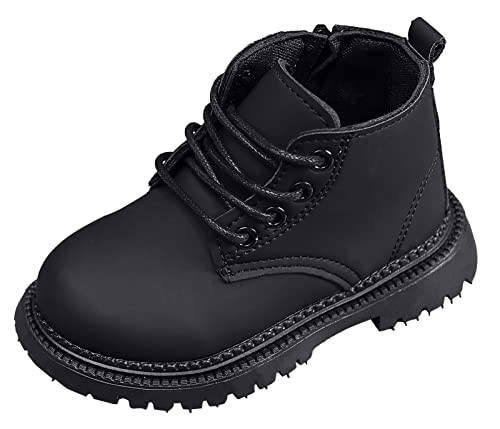 Happy Cherry Kind Leder Stiefeletten Baby Kurze Stiefel mit Reißverschluss Weiche Sohle Rutschfest Kinderschuhe für Frühling Herbst Winter von Happy Cherry