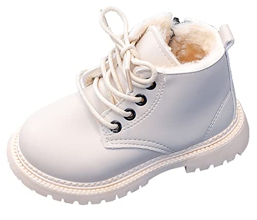 Happy Cherry Kind Rutschfest Schneestiefel Mädchen Leder Stiefeletten Jungen Wasserdicht Kurze Stiefel Plus Samt Winterschuhe 1-6 Jahre von Happy Cherry