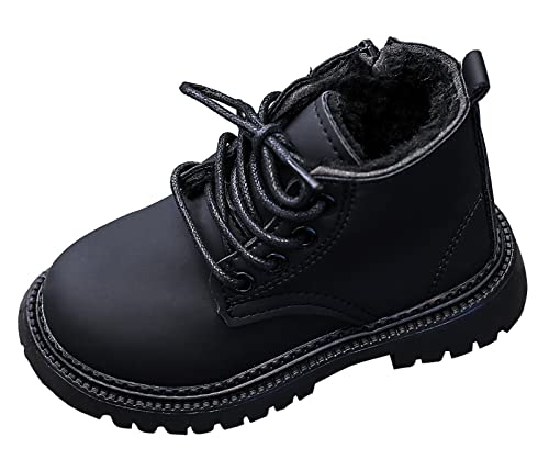 Happy Cherry Kind Rutschfest Schneestiefel Mädchen Leder Stiefeletten Jungen Wasserdicht Kurze Stiefel Plus Samt Winterschuhe 1-6 Jahre von Happy Cherry