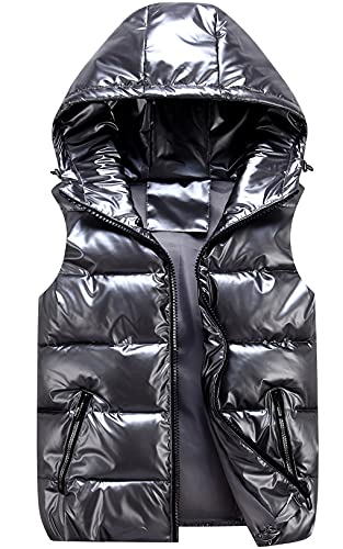 Happy Cherry Kinder Ärmellose Daunenjacke Daunenjacke Kapuzenweste Ärmellose Mäntel Mädchen Jungen Herbst- und Winterkleidung Leicht Warm Wasserdicht Silber von Happy Cherry