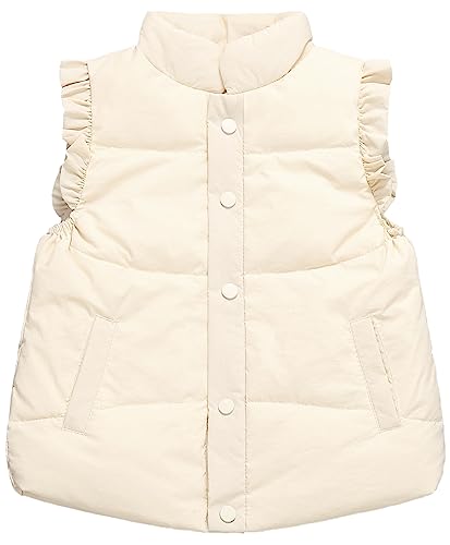 Happy Cherry Kinder Baby Mädchen Daunenweste Stehkragen Knopf Steppweste Vest Ärmellos Down Jacket Jacke mit Rüsche von Happy Cherry