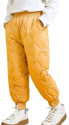 Happy Cherry Kinder Daunenhose Jungen Mädchen Winter Thermohose Winddicht Dick Schneehose Unisex Leichtgewicht Warme Stepphose Daunen Pufferhose 7-8 Jahre von Happy Cherry