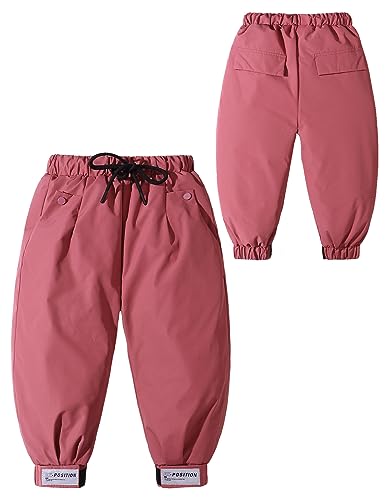 Happy Cherry Kinder Daunenhose Winter Dicke Schneehose Baby Gefütterte Warme Hose Winddicht Outdoorhose Hersteller 100/DE Größe 86-92-Rosa von Happy Cherry