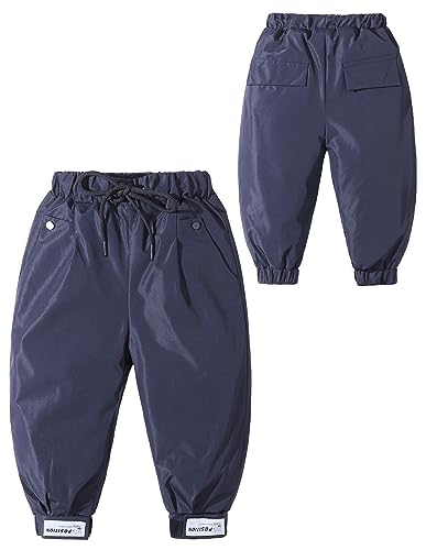 Happy Cherry Kinder Daunenhose Winter Dicke Schneehose Baby Gefütterte Warme Hose Winddicht Outdoorhose Hersteller 110/DE Größe 98-104-Navy von Happy Cherry