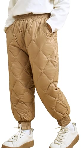 Happy Cherry Kinder Daunenhose Winter Winddicht Schneehose Dicke Gefütterte Hose Baby Outdoorhose Hersteller 100/DE Größe 92-98-B-Khaki von Happy Cherry