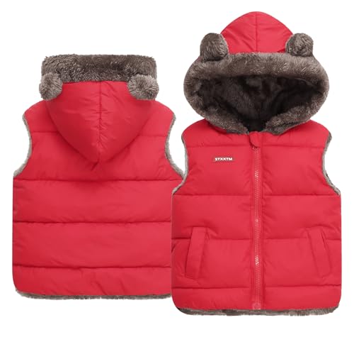 Happy Cherry Kinder Daunenweste Jungen Mädchen Kapuzenweste Leicht Ärmellos Steppweste Winter Outdoor Warm Jacke Winddicht Leicht Pufferweste 6-7 Jahre von Happy Cherry