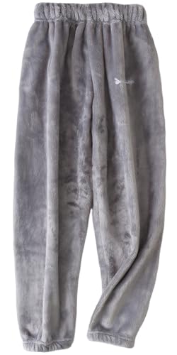 Happy Cherry Kinder Flannel Elastische Taille Schlafanzughose Winterwarme Weit Ausfallende Loungehose Weiche Fleece Plüschige Schlafanzugunterteile Grau 12-14 Jahre 160 von Happy Cherry
