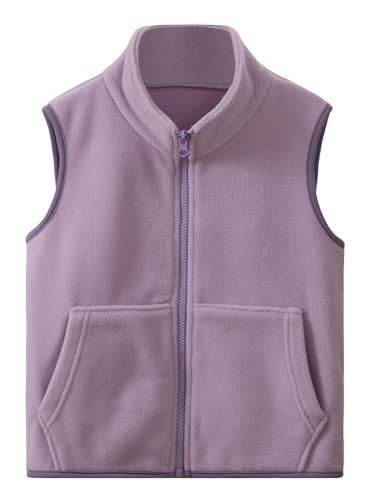 Happy Cherry Kinder Fleeceweste Unisex Ärmellose Jacke Kleinkind Stehkragen Winddichter Reißverschluss Fleece Weste Solide Leichte Kinderjacke 140 CM von Happy Cherry