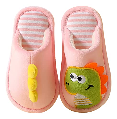 Happy Cherry Kinder Hausschuhe Jungen Geschlossen Baumwolle Pantoffeln Mädchen Weich Rutschfest Hüttenschuhe mit Cartoon Dinosaurier von Happy Cherry