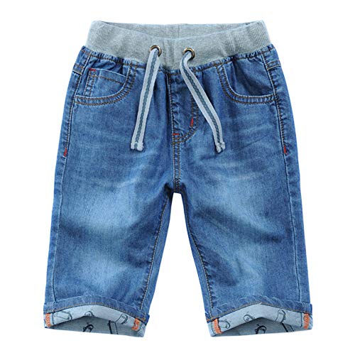 Happy Cherry Kinder Jeans Shorts Jungen mit Taschen Kurze Hose Bermuda Jeans mit Kordelzug Sommer Jeanshose Denim Shorts Stil 1 Alter geeignet für 11-12 Jahre alt von Happy Cherry