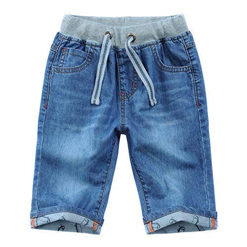 Happy Cherry Kinder Jeans Shorts Jungen mit Taschen Kurze Hose Bermuda Jeans mit Kordelzug Sommer Jeanshose Denim Shorts Stil 1 Alter geeignet für 9-10 Jahre alt von Happy Cherry