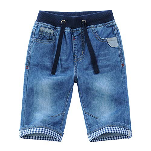 Happy Cherry Kinder Jeans Shorts Jungen mit Taschen Kurze Hose Bermuda Jeans mit Kordelzug Sommer Jeanshose Denim Shorts Stil 4 Alter geeignet für 11-12 Jahre alt von Happy Cherry