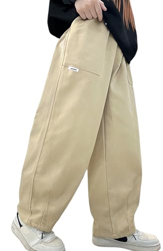 Happy Cherry Kinder Jungen Cargohose Cargo Baumwolle Hosen Freizeithose mit Elastischem Bund Jogginghose für Frühling Sommer und Herbst 170 cm von Happy Cherry