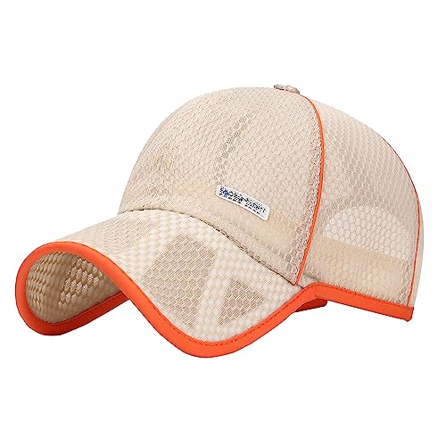 Happy Cherry- Kinder Jungen Mädchen Baseball Cap Aushöhlen Mesh Mütze Sommer Casual Sonnenschutz für Grundschüler Reisesport Tennis Atmungsaktives Kind Sonnenhut Einstellbare Snapback Light Beige von Happy Cherry